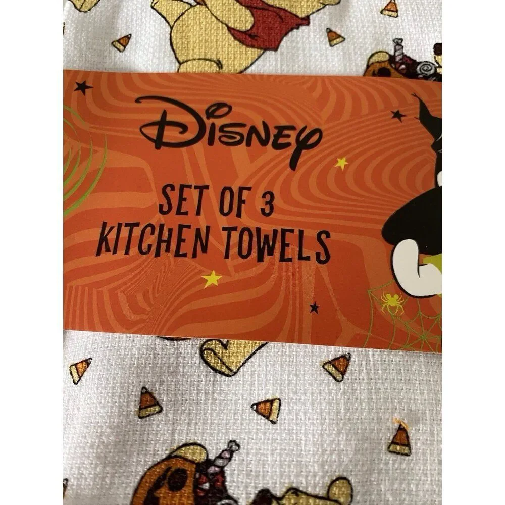 3‎ Pack Disney Winnie The Pooh Halloween Candy Corn Kitchen Towels 16 X 26” NEW